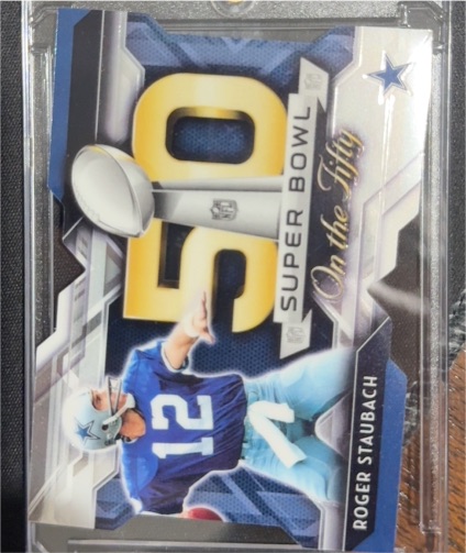 2015 Topps Chrome Super Bowl 50 Die-Cut #SBDC-RST Roger Staubach — front