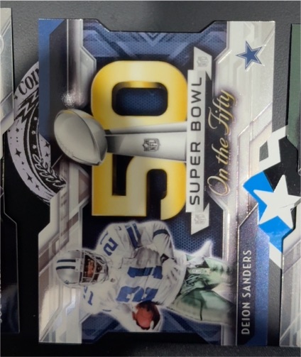 2015 Topps Chrome Super Bowl 50 Die-Cuts #SBDC-DS Deion Sanders — front