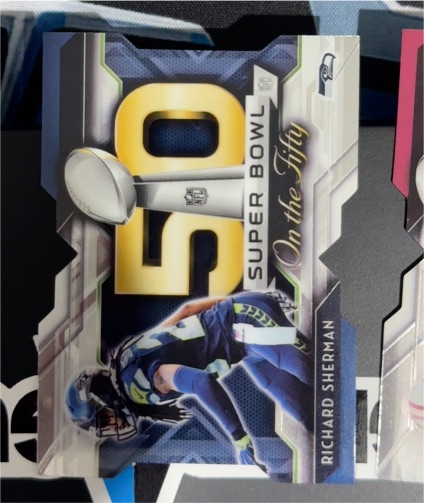 2015 Topps Chrome #SBDC-RS Richard Sherman Super Bowl 50 Die-Cut — front