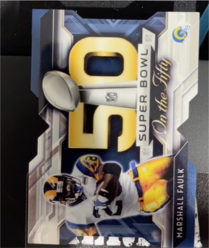 2015 Topps Chrome Super Bowl 50 Die-Cut #SBDC-MF Marshall Faulk — front