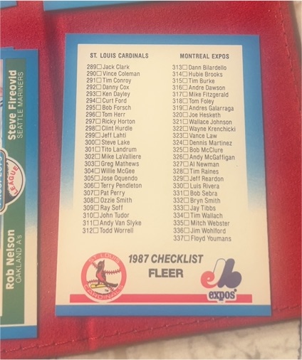1987 Fleer #657 Checklist Cardinals / Expos / Brewers / Royals — front