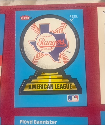 1989 Fleer #NNO Texas Rangers Team Logo Sticker — front