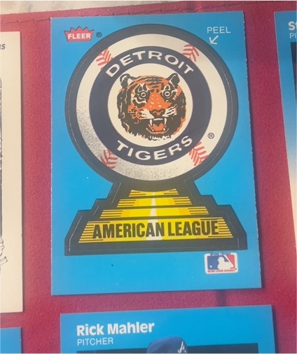 1988 Fleer Detroit Tigers Team Sticker American League — front