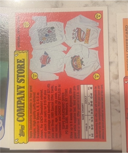 1989 Topps #NNO Topps Company Store Special Offer Card — front