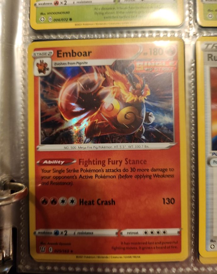 2021 Pokemon Battle Styles #25 Emboar — front