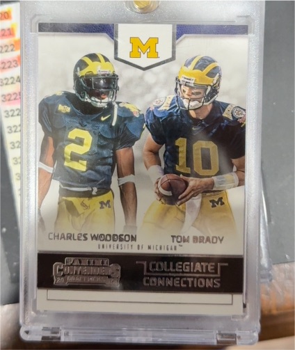 2016 Panini Contenders Draft Picks #12 Tom Brady Charles Woodson Collegiate Connections — front