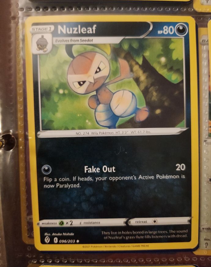 2021 Pokémon Evolving Skies #096 Nuzleaf — front