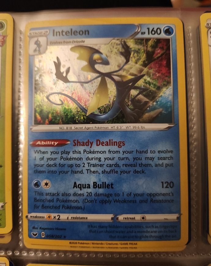 2020 Pokémon #058 Inteleon Sword & Shield Base Set — front
