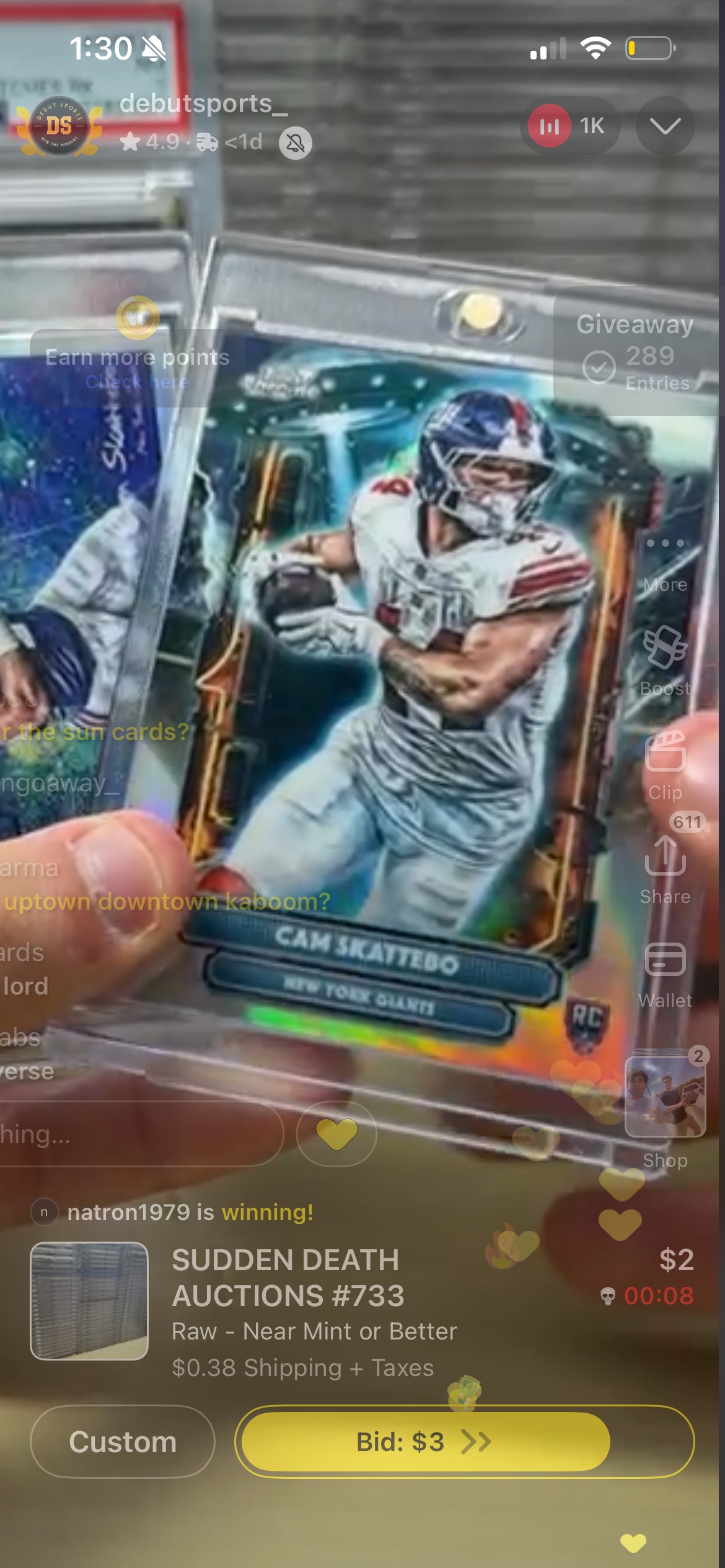 2025 Topps Cosmic Chrome Cam Skattebo Extraterrestrial Talent — front