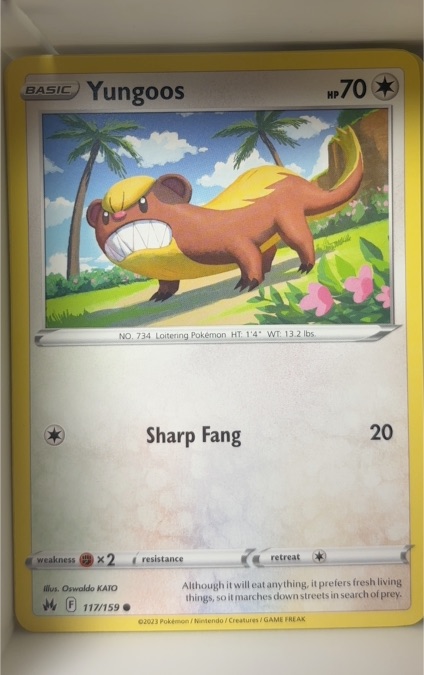 2023 Pokemon Crown Zenith #117 Yungoos — front