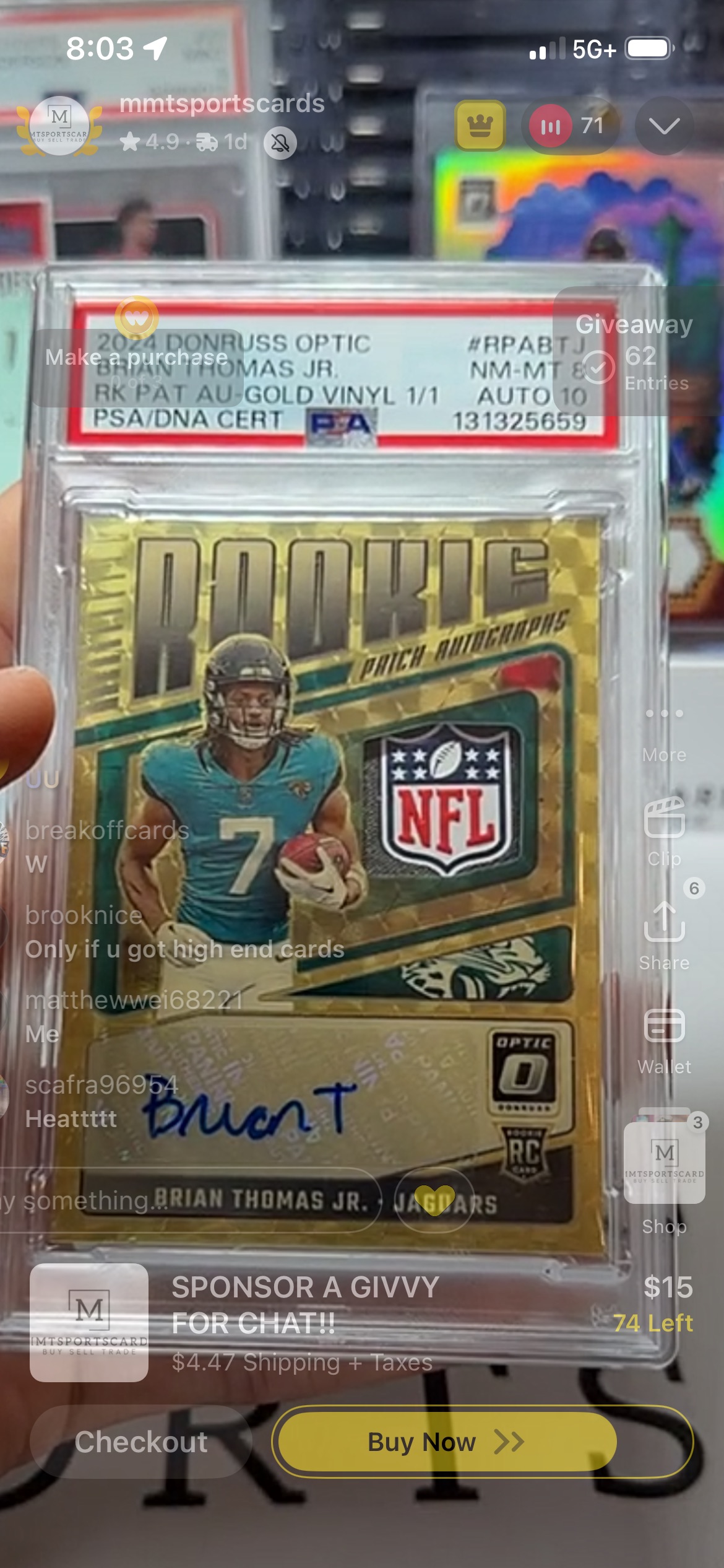 2024 Donruss Optic #214 Brian Thomas Jr. — front