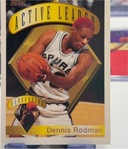 1995-96 Topps #2 Dennis Rodman Active Leader Rebounding — front