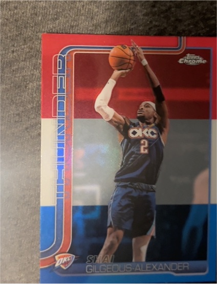 2025-26 Topps Chrome Update #10 Shai Gilgeous-Alexander Red White Blue Refractor — front