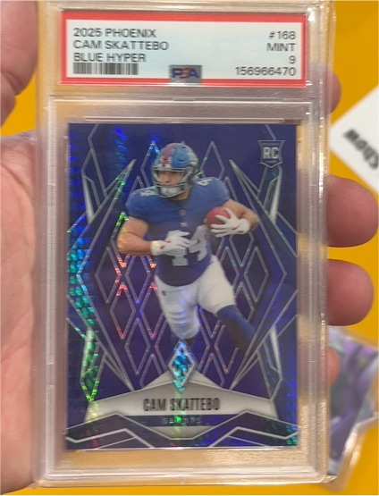2025 Panini Phoenix #168 Cam Skattebo Blue Hyper — front