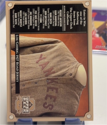 2000 Upper Deck Collection #NNO Lou Gehrig 1927 Road Jersey Entry Form — front