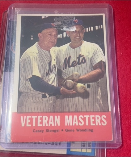 1963 Topps #43 Veteran Masters Casey Stengel Gene Woodling Mets — front