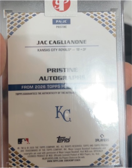 2026 Topps Pristine Autographs PA-JC Jac Caglianone — front