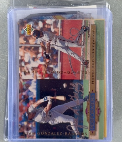 1994 Upper Deck Collector's Choice #313 Barry Bonds / Juan Gonzalez Silver Signature — front