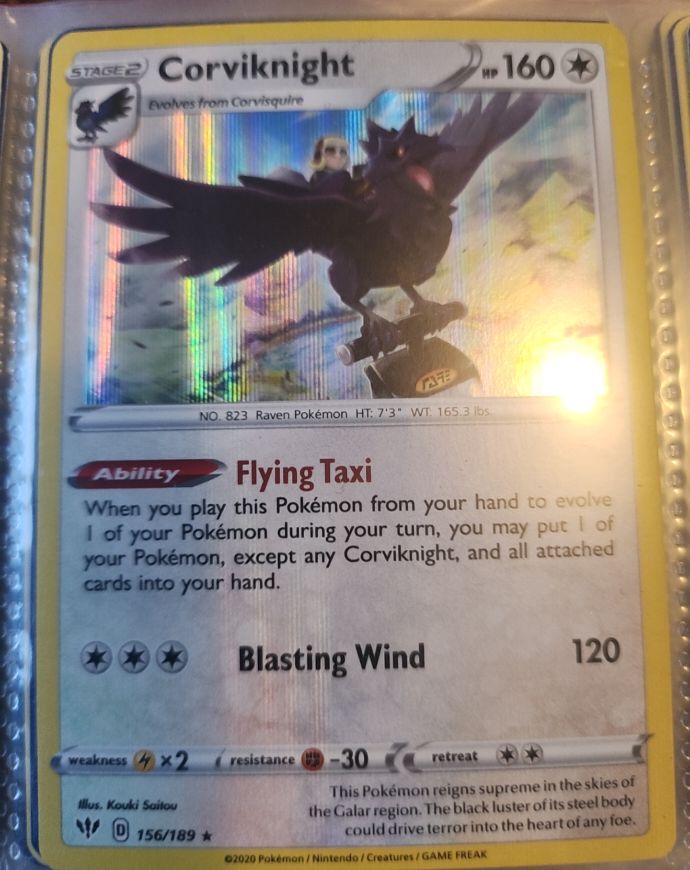 2020 Pokémon SWSH Darkness Ablaze #156 Corviknight — front