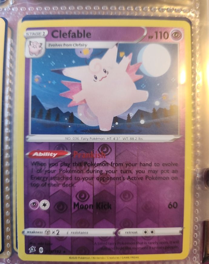 2020 Pokémon SWSH02: Rebel Clash #075 Clefable — front