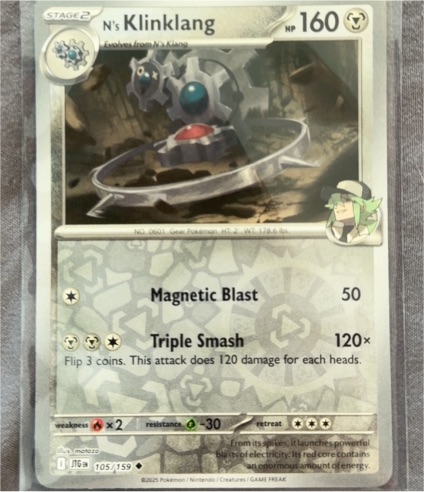 2025 Pokemon Journey Together #105 N's Klinklang — front