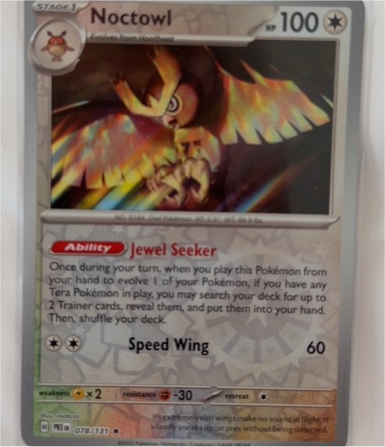 2023 Pokémon Prismatic Evolutions #078 Noctowl — front