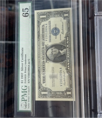 1957 PMG $1 Silver Certificate FR#1619 — front