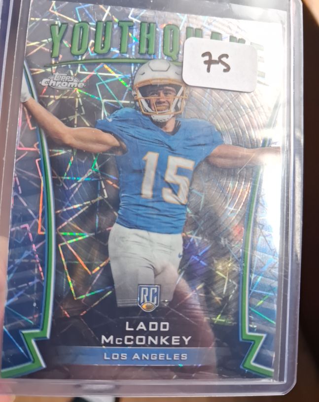 2024 Topps Chrome #Y-20 Ladd McConkey Youthquake Lazer Refractor Rookie — front