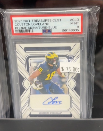 2025 Panini National Treasures Collegiate #CLD Colston Loveland Rookie Signature Blue — front