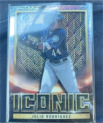 2023 Bowman Chrome #BI-9 Julio Rodriguez Iconic Mojo Refractor — front