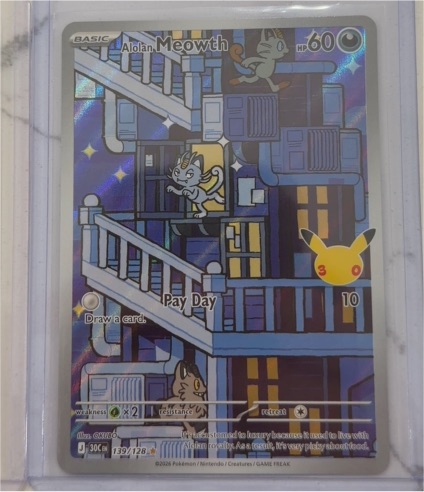 2021 Pokémon 30th Celebration #139 Alolan Meowth Illustration Rare — front
