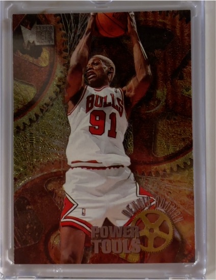 1996 Skybox Basketball Metal #9 Dennis Rodman Power Tools — front