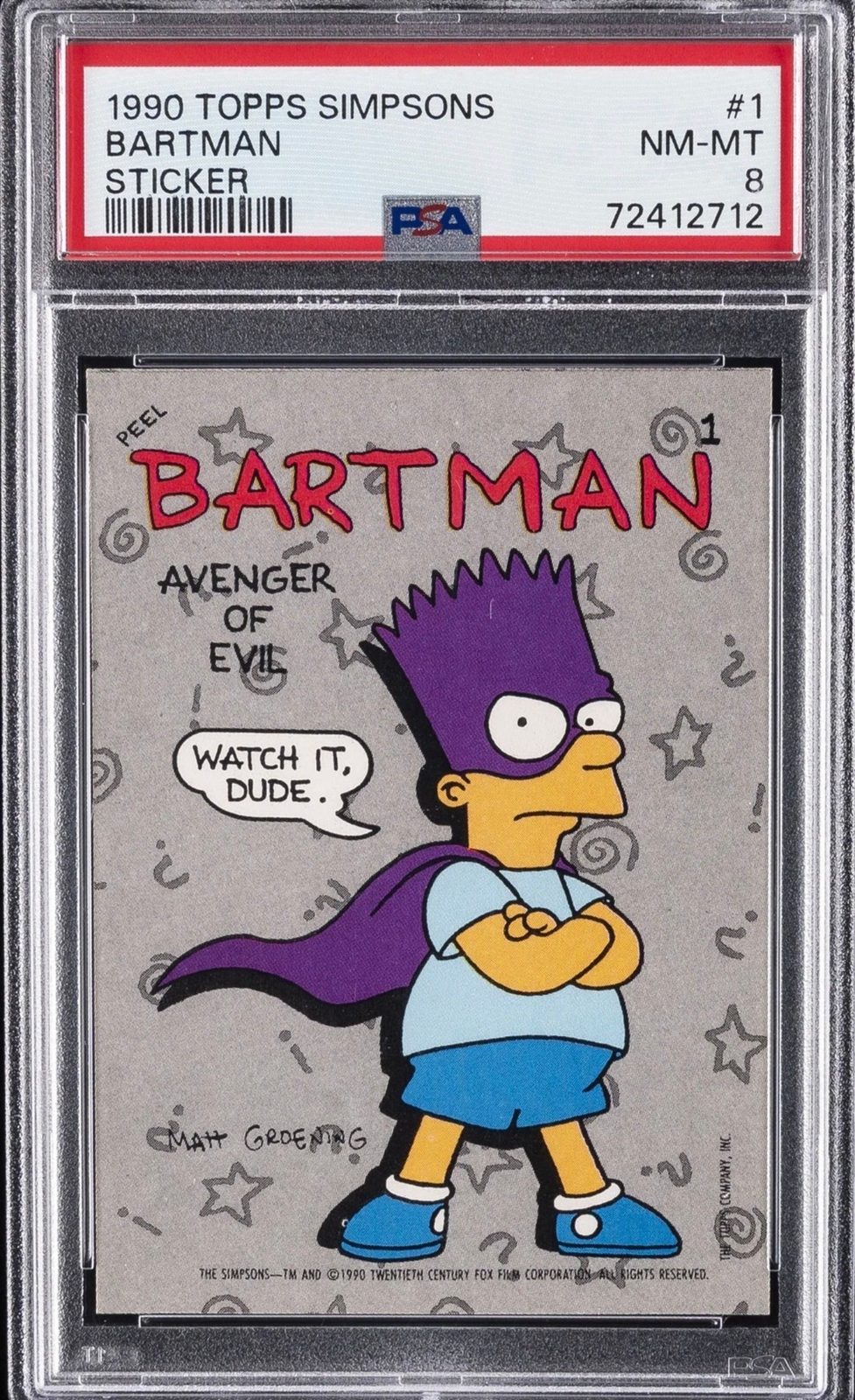 1990 Topps Simpsons Stickers #1 Bartman — front
