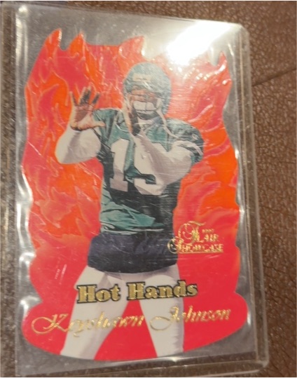 1997 Flair Showcase Hot Hands #HH11 Keyshawn Johnson — front