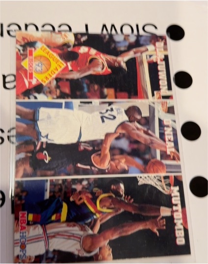 1993-94 NBA Hoops #290 League Leaders Hakeem Olajuwon / Shaquille O'Neal / Dikembe Mutombo — front