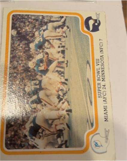 1978 Fleer Team Action Super Bowl VIII #64 Miami Dolphins vs Minnesota Vikings — front