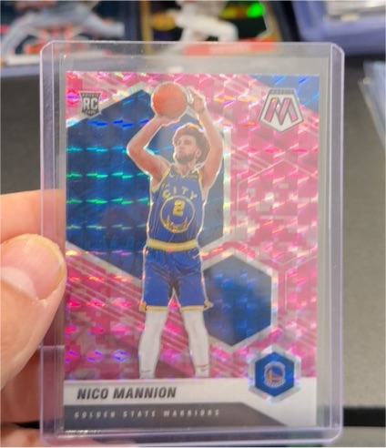2020-21 Panini Mosaic #229 Nico Mannion Pink Camo Prizm Rookie — front