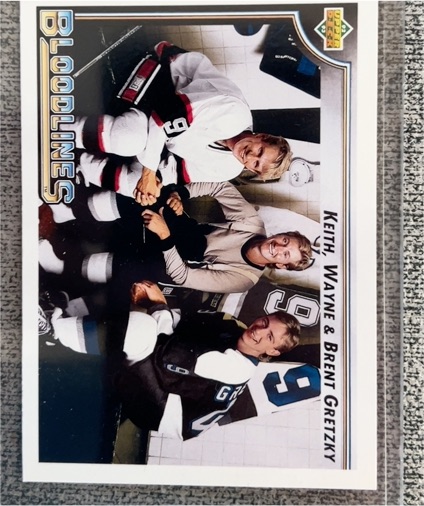 1992-93 Upper Deck #37 Wayne Gretzky, Keith Gretzky, Brent Gretzky Bloodlines — front