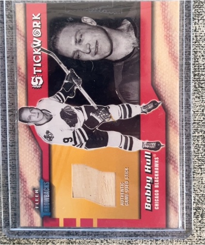 2001-02 Fleer Legacy Bobby Hull Hockey Kings Game Used Stick Relic — front