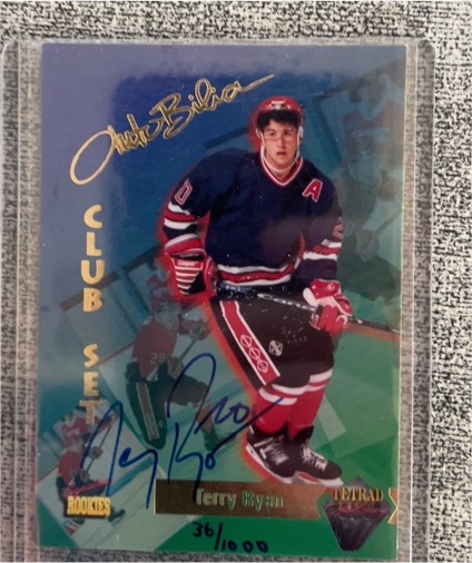 1995 Signature Rookies Tetrad Autobilia #98 Terry Ryan — front