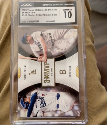 2025 Topps Welcome to the Club 3X MVP Dual #D11 Shohei Ohtani / Jimmie Foxx — front