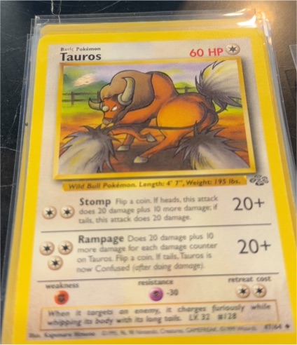 1999 Pokémon Jungle #47 Tauros — front