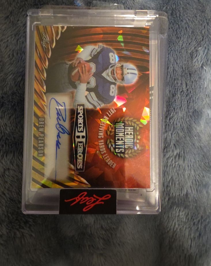 2026 Leaf Sports Heroes Heroic Moments Blue Prismatic Drew Pearson Autograph — front