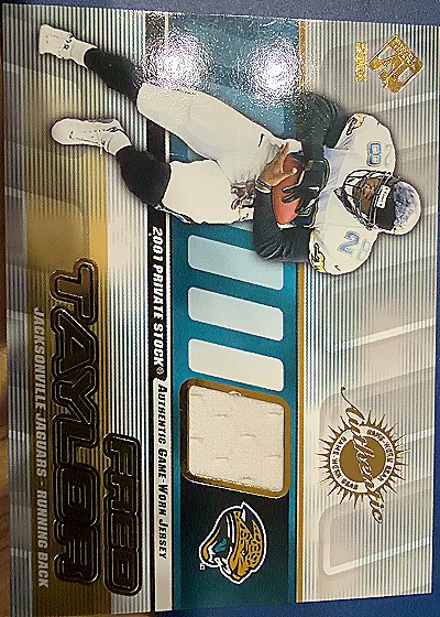 2001 Pacific Private Stock Game-Worn Gear #74 Fred Taylor — front
