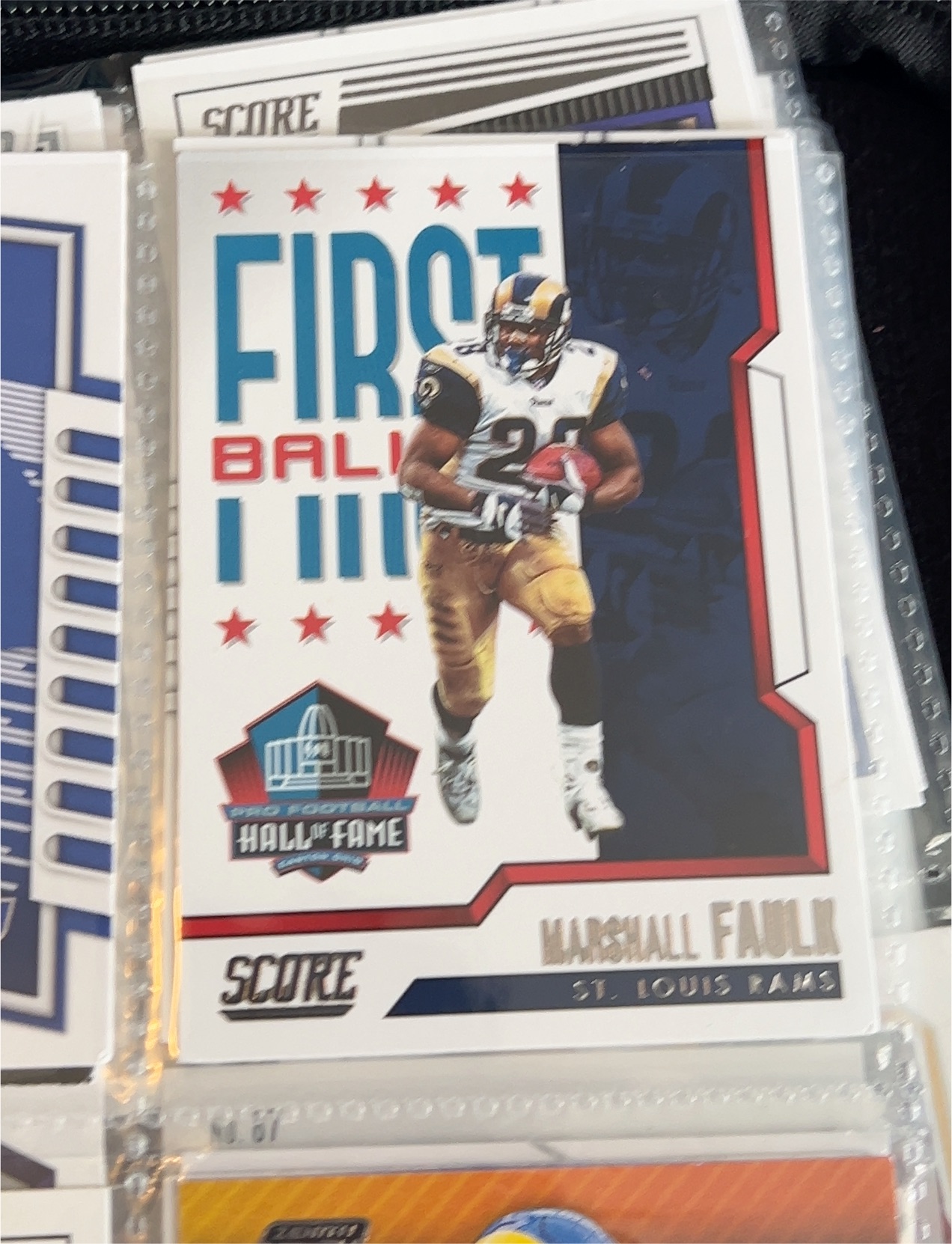 2014 Score First Ballot #FB-8 Marshall Faulk — front