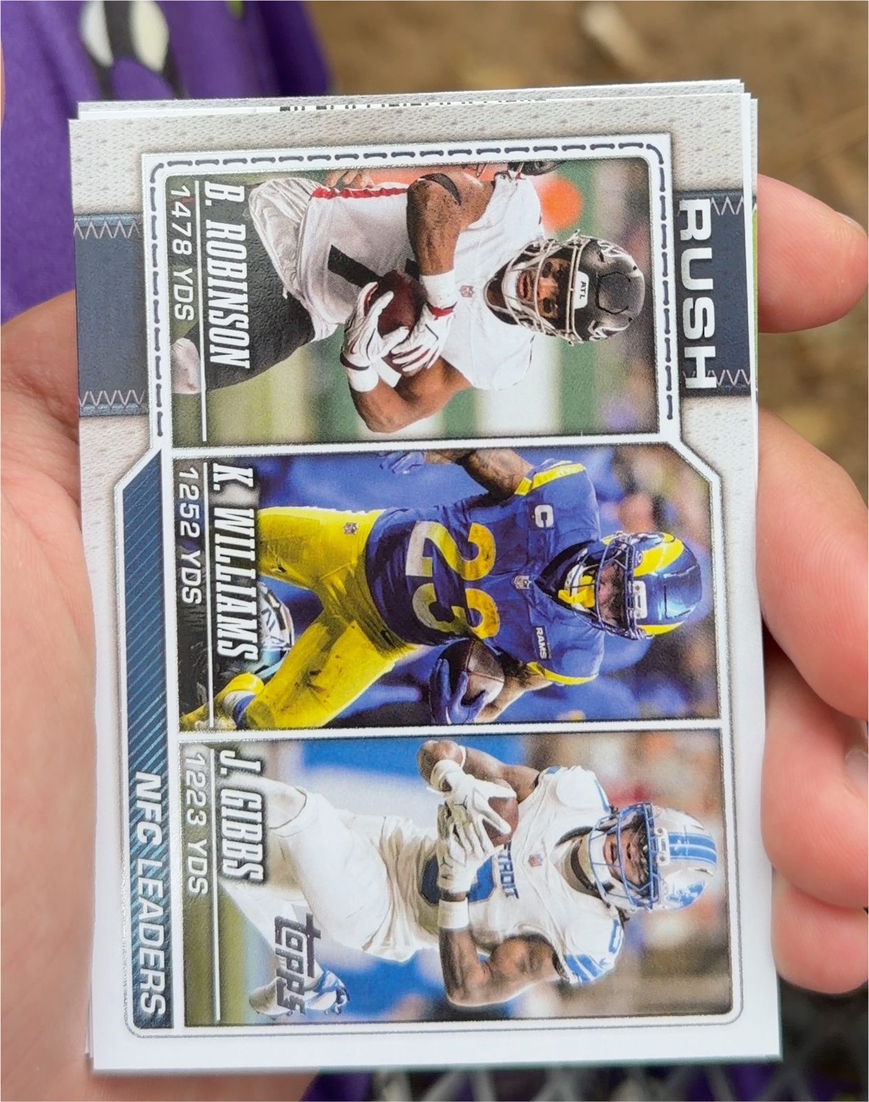 2026 Panini Score NFC Leaders Bijan Robinson, Kyren Williams, Jahmyr Gibbs — front