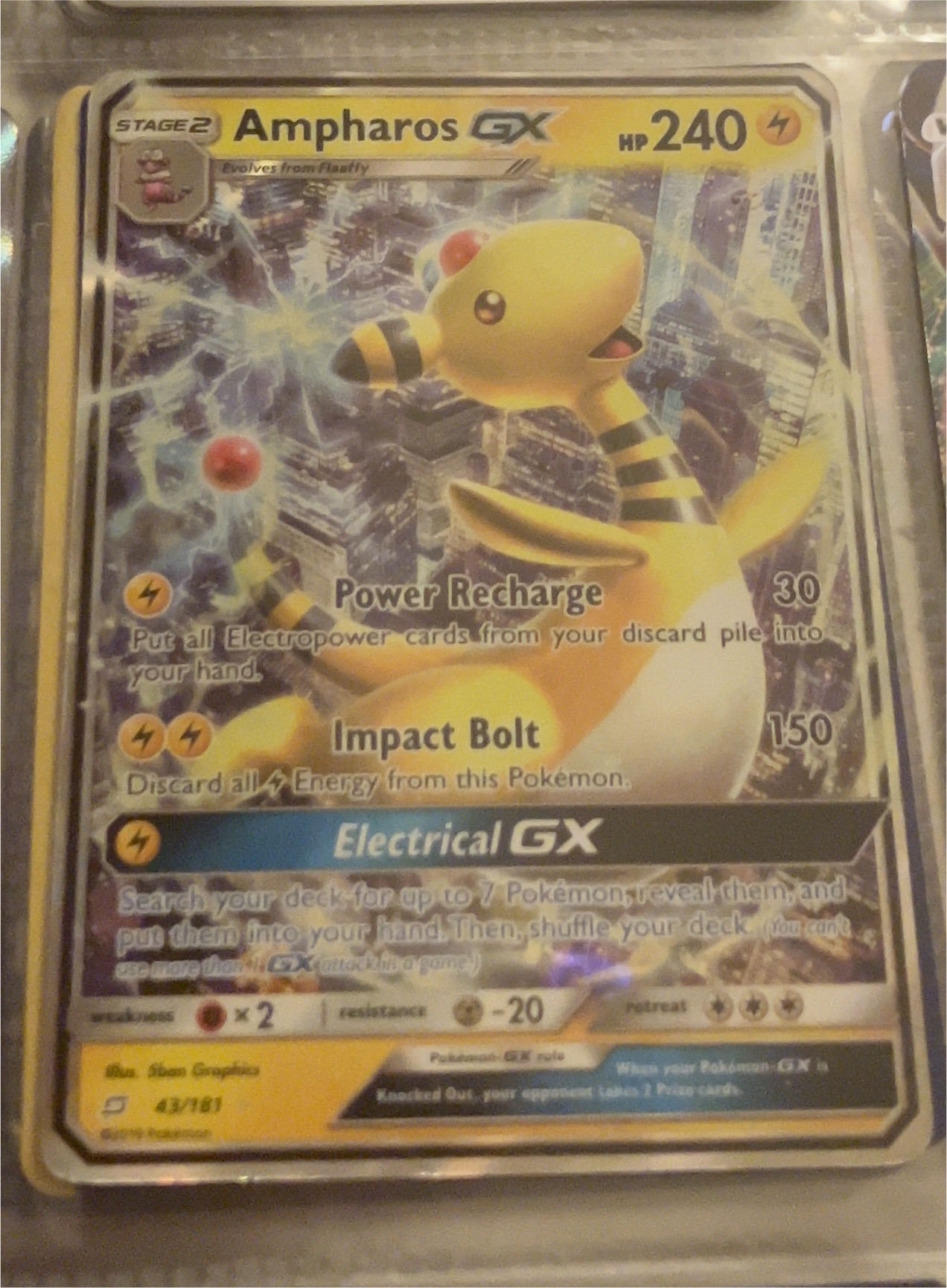 2019 Pokémon Team Up #43 Ampharos GX — front