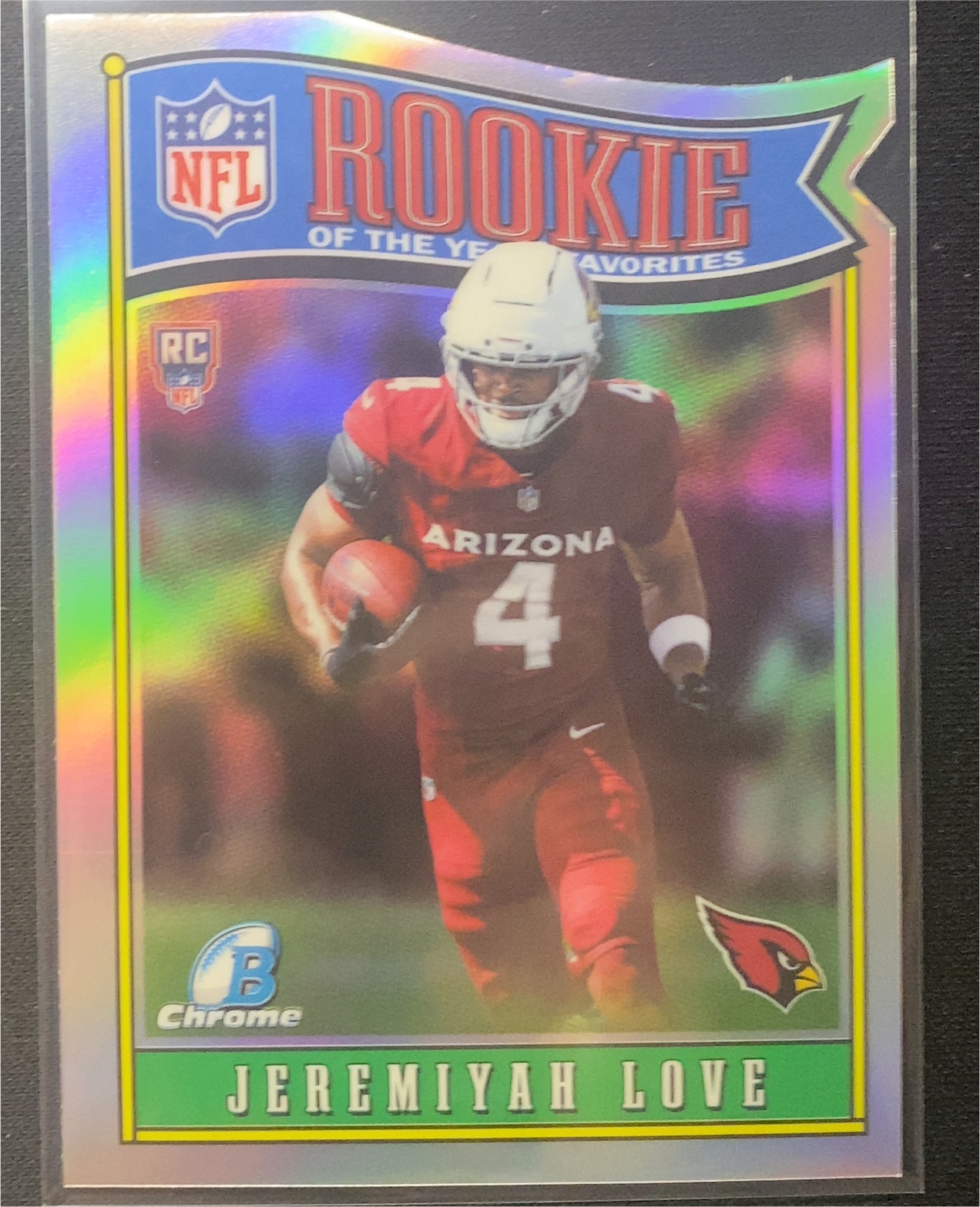 2025 Bowman Chrome Rookie of the Year Favorites Jeremiah Love — front