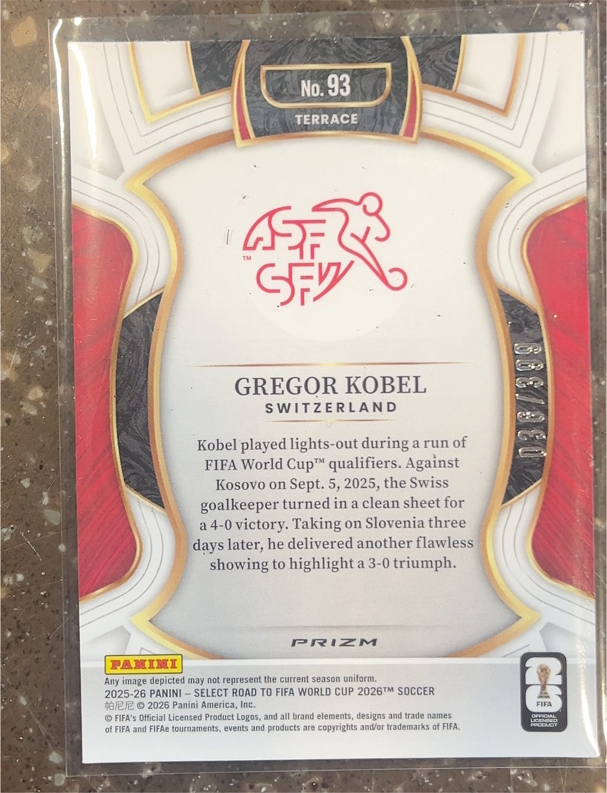 2025 Panini Select Road to FIFA World Cup 2026 #93 Gregor Kobel — front
