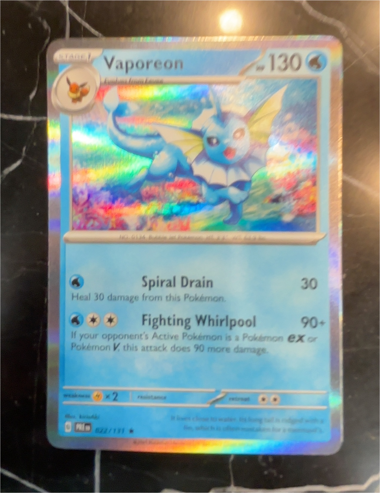 2023 Pokémon 151 #185 Vaporeon ex — front